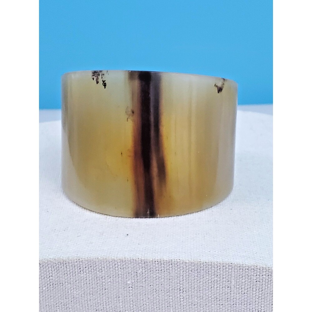 Vintage Translucent Horn Style Lucite Cuff Bracelet Wide Open Back Marbled